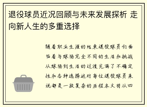 退役球员近况回顾与未来发展探析 走向新人生的多重选择
